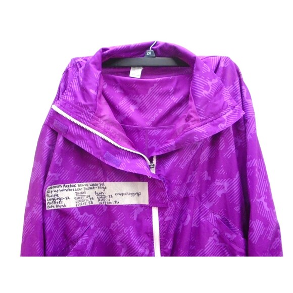 VTG Reebok Track Windbreaker Suit Womens Top Size L Leggings size XL 2 Piece Set - Picture 5 of 13
